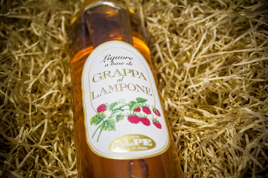 Raspberry grappa liqueur Alpe