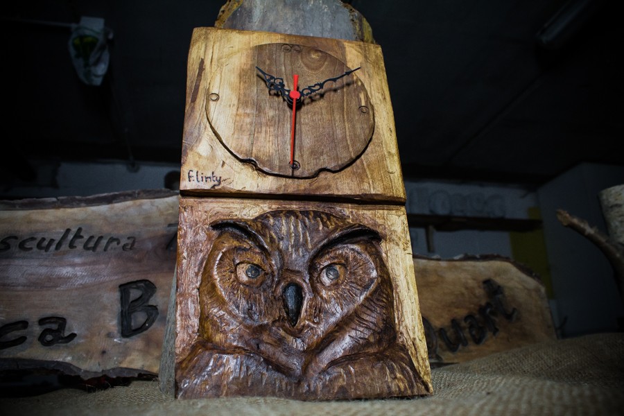 Owl with watch - Sculpture
